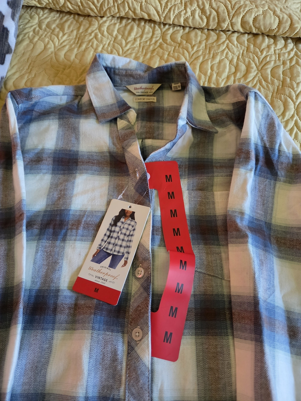 Weatherproof Women's Plaid Button-Up Shirt - Pastel Blue & Lavender